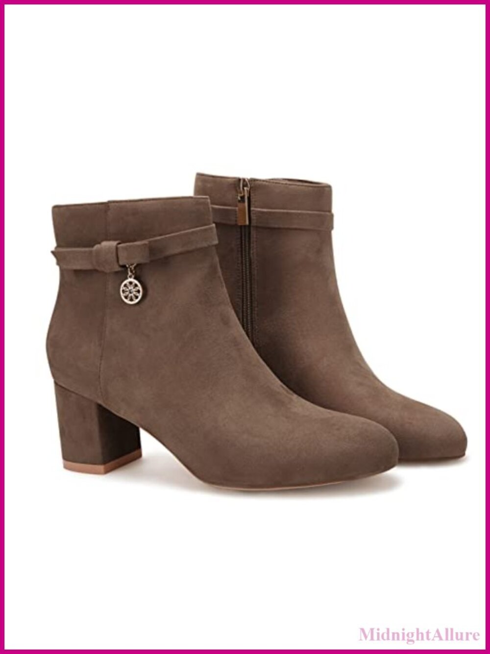 Women's Chunky Block Heel Ankle Boots Side Zipper Tie Knot